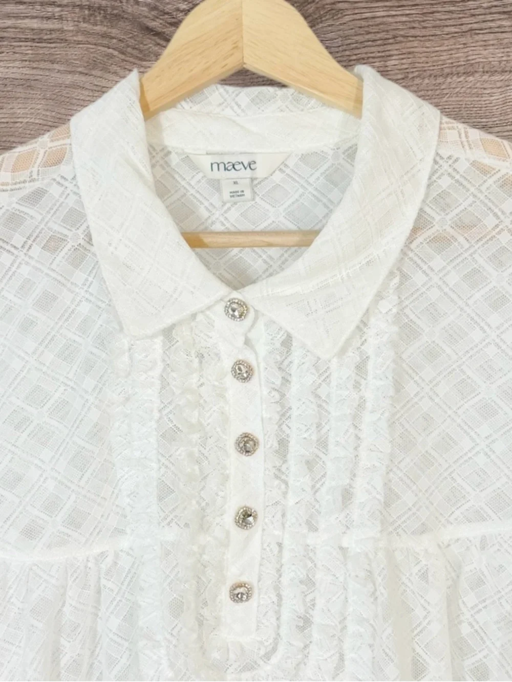 Anthropologie Maeve White Puff-Sleeve Cropped Swing Top XL